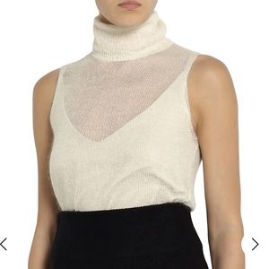 Helmut Lang Mohair Sleeveless Turtleneck Sweater